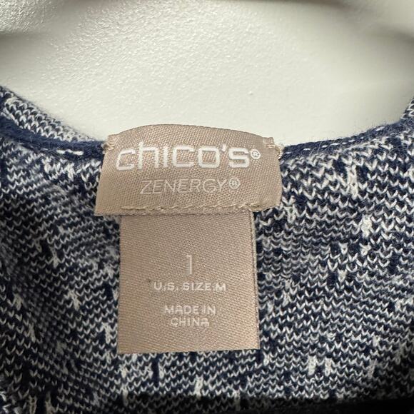 Chicos Zenergy Cashmere Speckled Hooded Cardigan Sweater Zip Up Size 1 Medium - Picture 5 of 10
